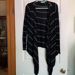 Black, white/grey striped cardigan